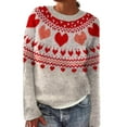 thumbnail image 2 of frariair sweaters for women Knitted Isle Print Retro Sweater Loose Crewneck Long Sleeve Pullover Tops Pink, 2 of 4