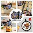 thumbnail image 5 of ZIATUBLES 2 Pieces Pot Holders Oven Mitts 2-in-1 Heat Resistant Hot Mats with Breathable Cotton-like Liner Non-Slip Quilted Liner Trivets Kitchen 8 Inch Round Decor, Boho Mandala Flower, 5 of 7