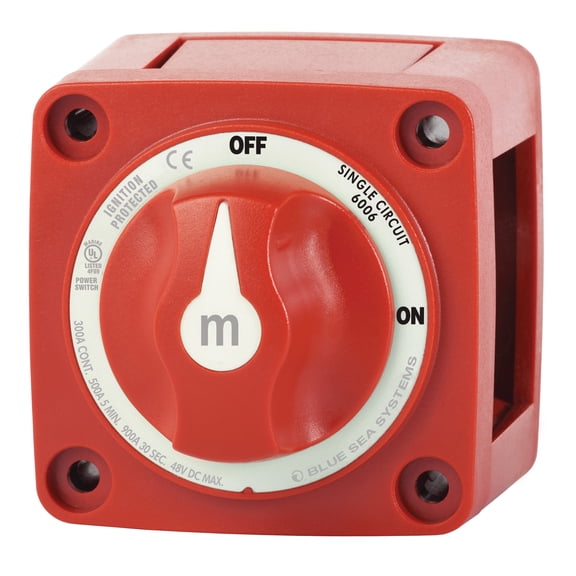 Blue Sea Systems 6006 m-Series Battery Switch ON/OFF with Knob, Red