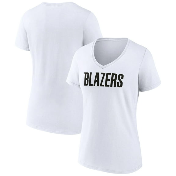 Women's White Portland Trail Blazers Wordmark V-Neck T-Shirt