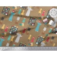 thumbnail image 3 of Soimoi Brown polyester Crepe Fabric Accessories Fashion Printed Craft Fabric by the Yard 42 Inch Wide, 3 of 3