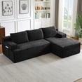 thumbnail image 3 of 96 Inch Modular Sectional Couches for Living Room, Modern Boneless Sofa, Upholstered Deep Seat Cloud Couch, Corduroy Comfy L-Shape Sofas Couches, No Assembly Required, Black (Right Facing Chaise), 3 of 7