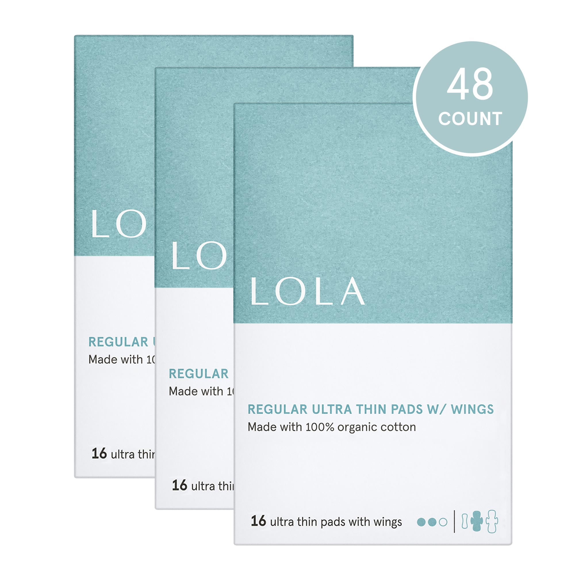 LOLA Ultra Thin Pads with Wings, Regular, Organic Cotton Topsheet and