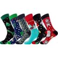 thumbnail image 3 of 6 Pair Unisex Christmas Socks One Size Fits All Adult Kids Women Men Winter Holiday Season Present Funny Sock, 3 of 5