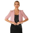 thumbnail image 3 of Kaerm Women's Open Front Shrug 3/4 Sleeve Cropped Cardigan Blazer Coat Pink 4XL, 3 of 6