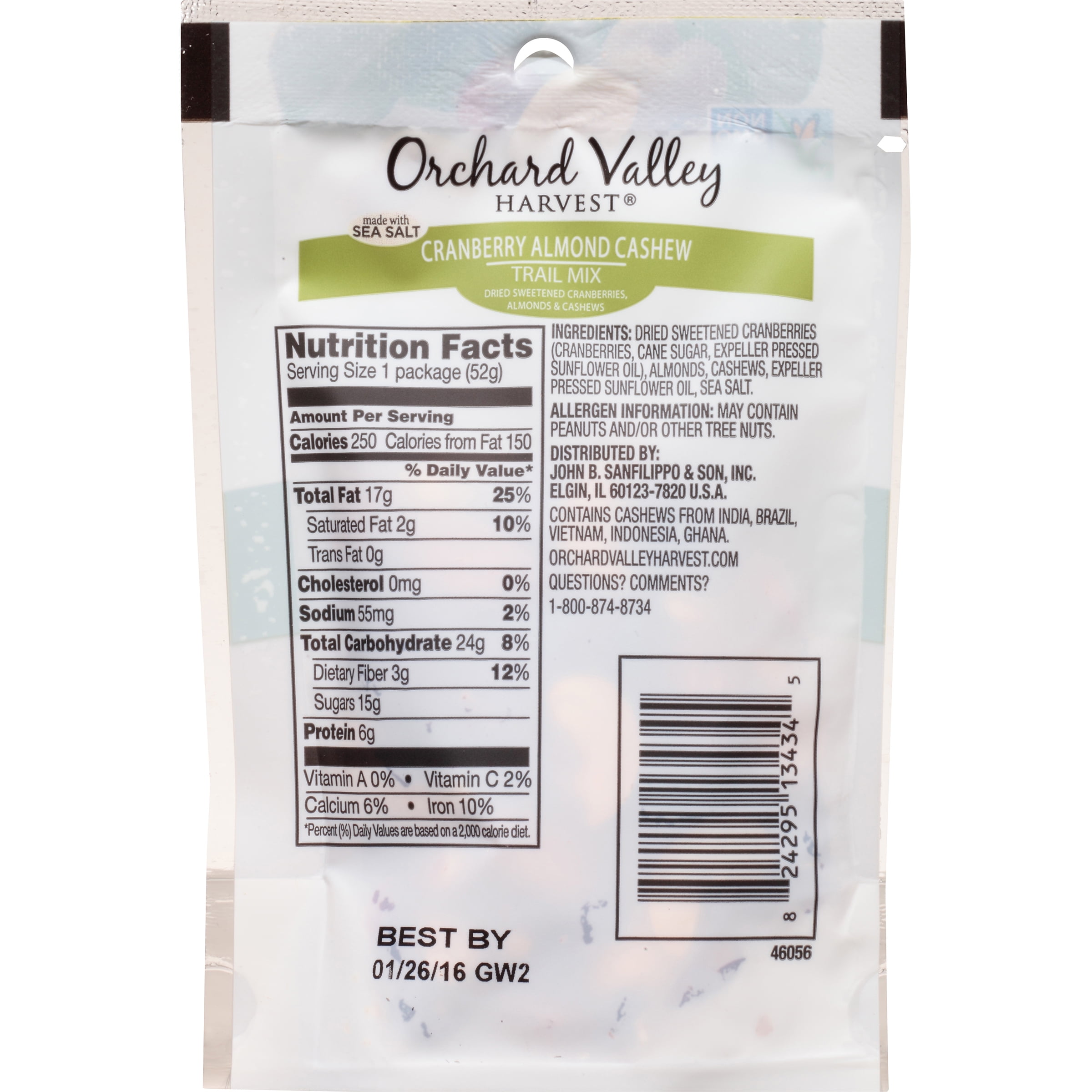 Orchard Valley Harvest JBSV13446 1.85 oz Cran Nut Mix - 14 Count - Pack of 14