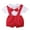 Red, variant on 2Pcs Infant Baby Boy Gentleman Formal Suit Bow Tie Button Short Sleeve Shirt Romper Suspender Pants Shorts Overalls Outfit Set