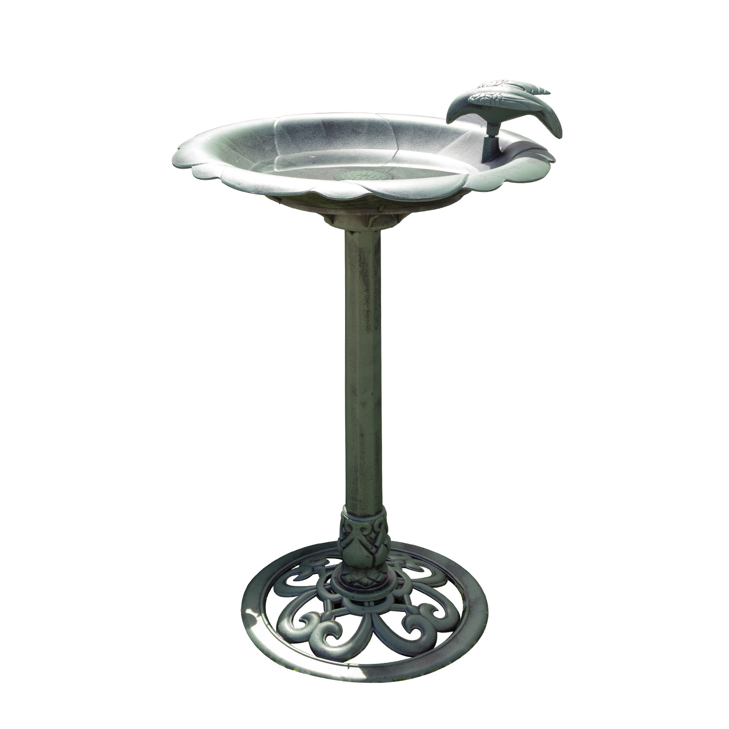 Alpine Corporation 30Inch Outdoor Plastic Bird Bath and Feeder, Green