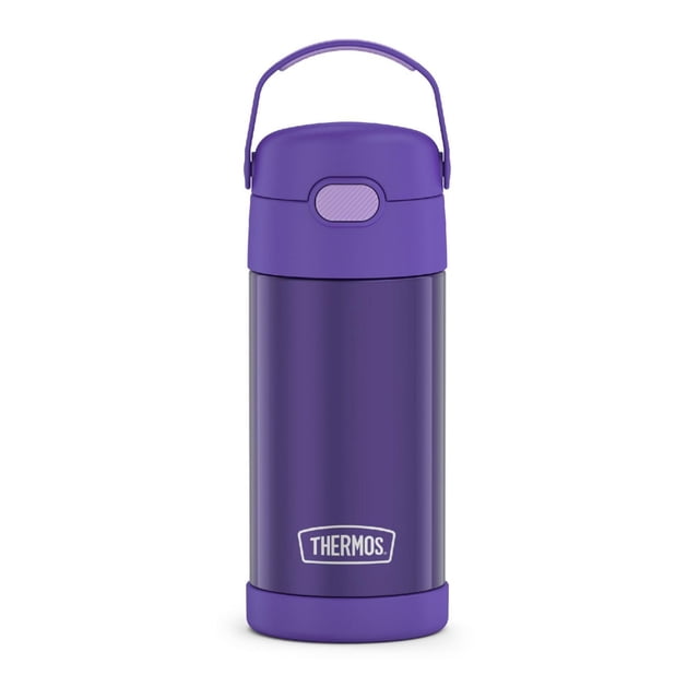 Thermos Kids Bouteille d'eau isotherme sous vide avec paille rabattable, 355 ml, Violette