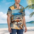 thumbnail image 2 of KLL Men's Hawaiian Shirt Short Sleeve Button Down Beach Shirts-Coastal Style Garden Villa, 2 of 5