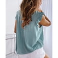 thumbnail image 3 of Blusa de punto con manga casquillo, elegante, informal, a la moda, con volantes y lazo atado, Top con manga casquillo para mujer, 3 of 6