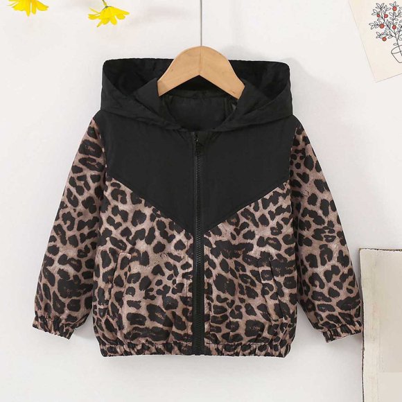 Stylish Kids Hooded Print Jacket Windproof Zipper Outerwear for Toddler Girls and Boys Cozy Winter