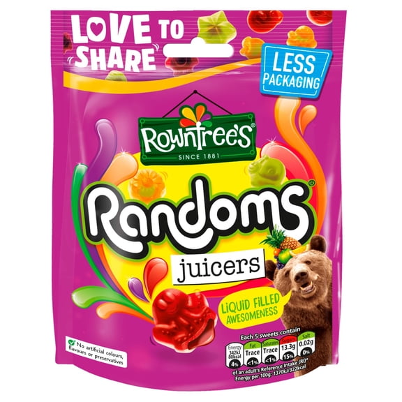 Rowntree's Randoms Juicers Sweets Sharing Bags 140g