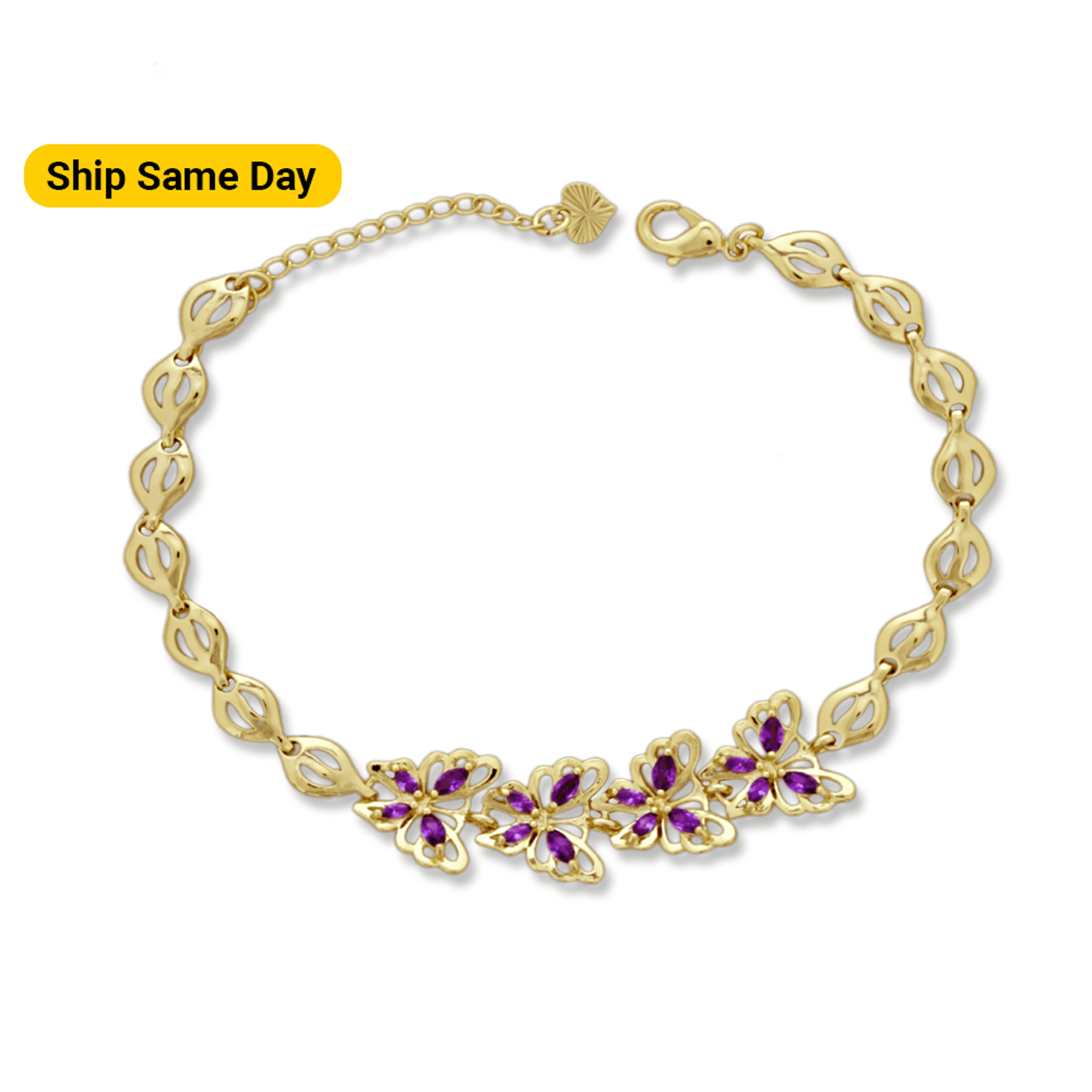 Kaash Customs Stunning Butterfly 14k Gold Plated Fine Anklet for Women Feet Jewelry