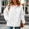 thumbnail image 4 of Nfurl Womens Zip up Quilted Barn Jackets Loose Fit Long Sleeve Solid Color Lapel Puffer Jacket Winter Padded Outerwear Coats White XXL, 4 of 9