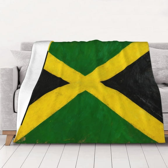 Throw Blanket Retro Art Jamaican Flag Soft Cozy Fleece Flannel Blanket Home Decor for Couch Sofa Bed 80"x60"