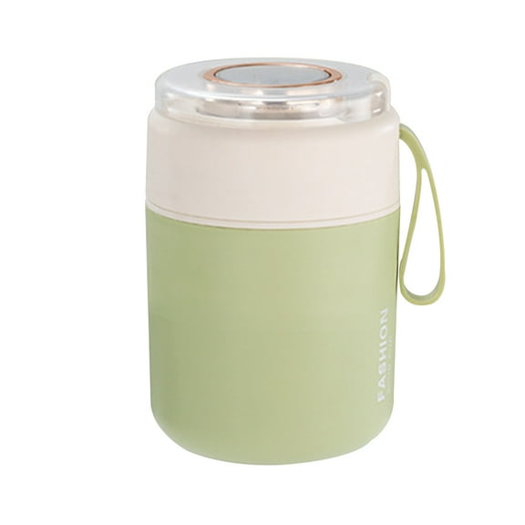 304 Stainless Steel Breakfast Soup Cup,Cup Lid With Built-in Folding Spoon,Lunch Box Soup Potthermal Insulation,Portable Mini,For Work School Travel Outdoor,Easy Clean,Double Layer Insulation,Green