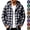 Gray, variant on Men's Buffalo Plaid Hooded Shacket Long Sleeve Button Down Shirt Jacket Zip Up Midweight Flannel Overshirt with Pockets for Fall Winter Daily Wear, Gray, L