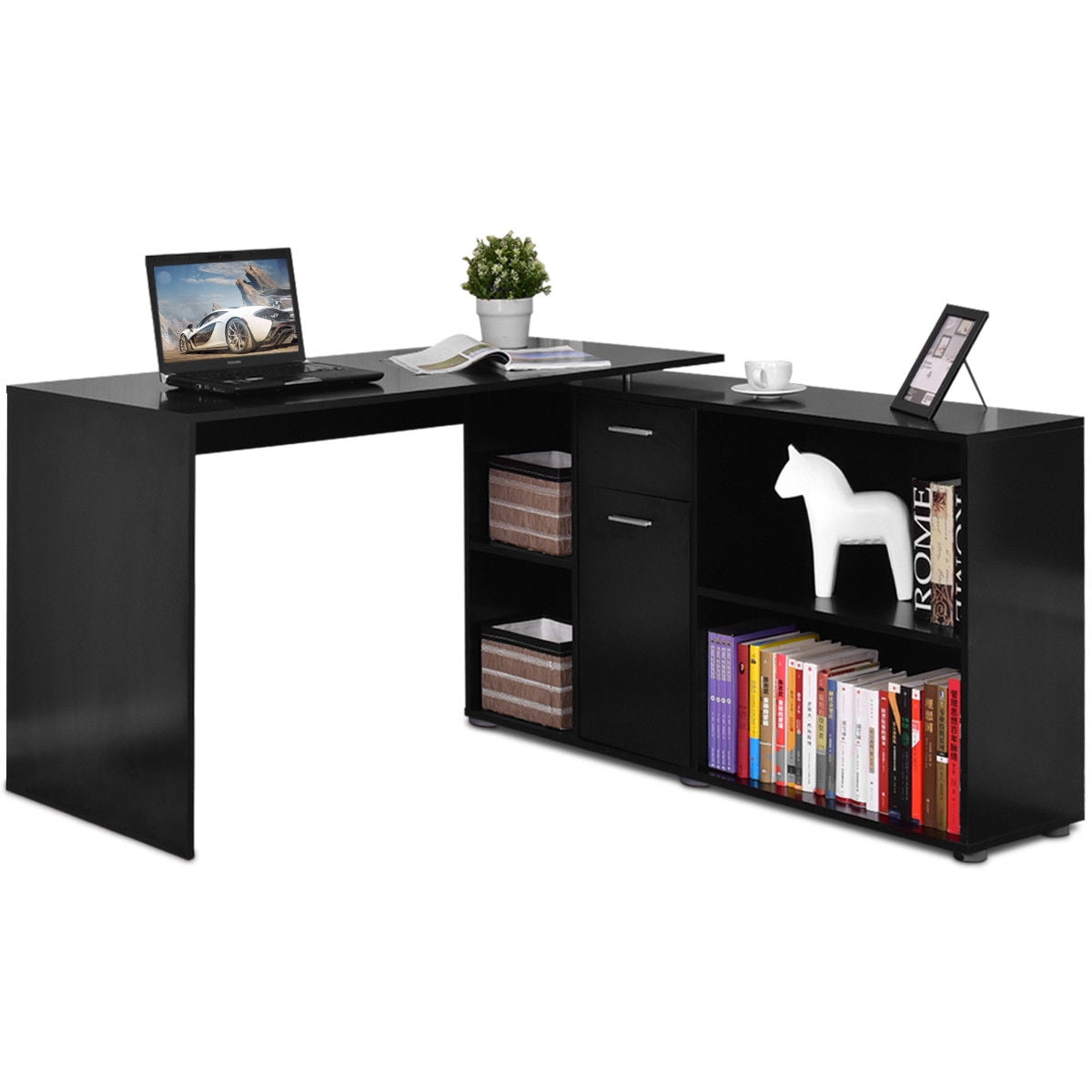 Costway Rotating L Shape Computer Desk