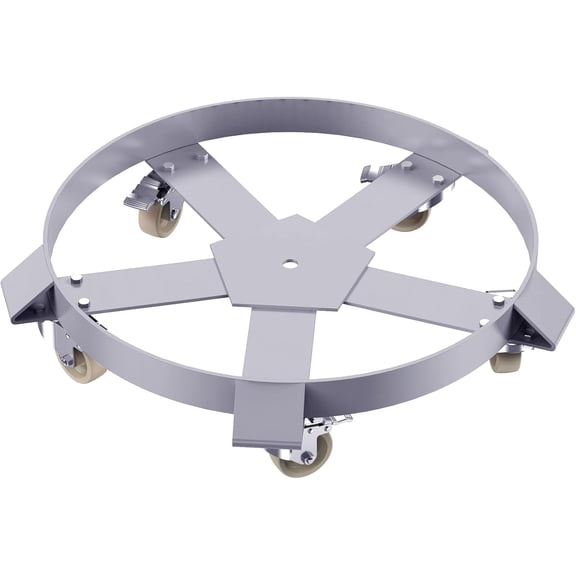 55 Gal Steel Drum Dolly 1250 lb 5 Swivel Casters Locking Wheels Non-Tip