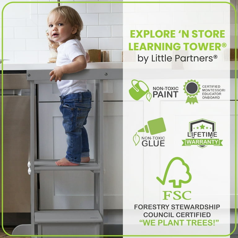 Little Partners Foldable Toddler Learning Tower, Adjustable Little Partners Foldable Toddler Learning Tower, Adjustable