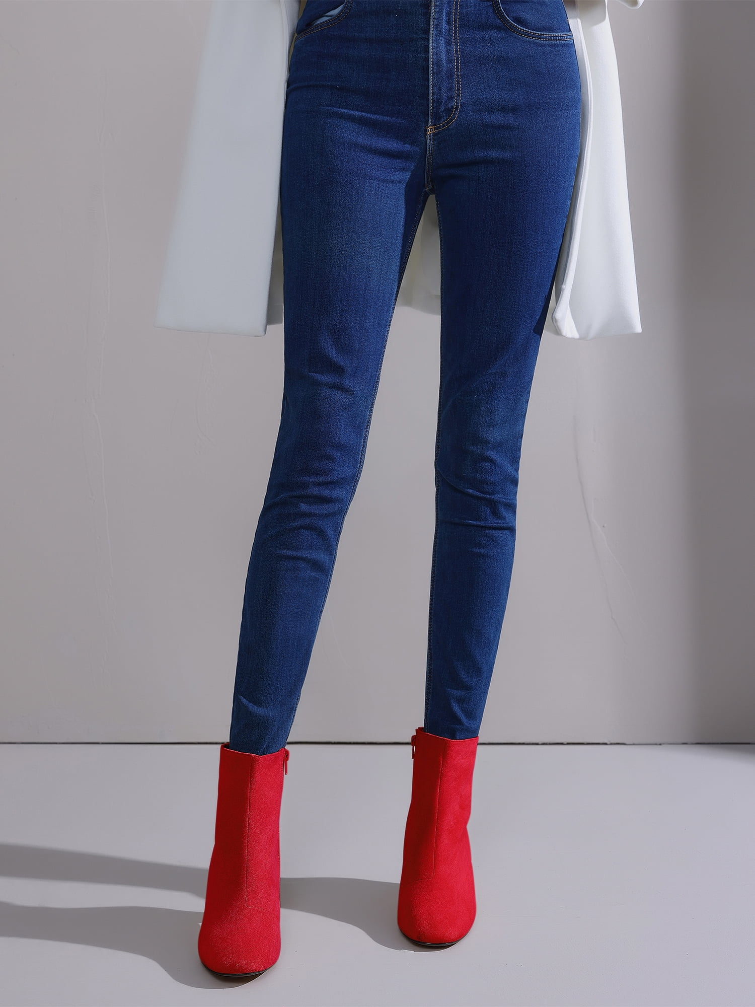 DARING DIVA Square Toe Dressy Boot Block Heels Ankle Boots Red 7