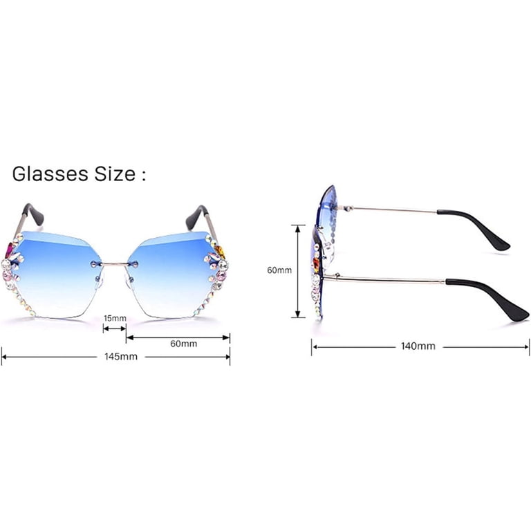 Square Crystal Sunglasses Women Shades Rimless Rhinestone  display picture 3