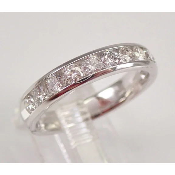 Forever Jewels 2Ct Round Moissanite Womens Half Eternity Wedding Band Ring 14K White Gold Plated