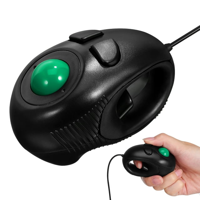 KAKOWELY Mini Souris Trackball Portable à Main Alimentée par USB 4D (Noir), 3.15"X2.05"X1.97 Pouces