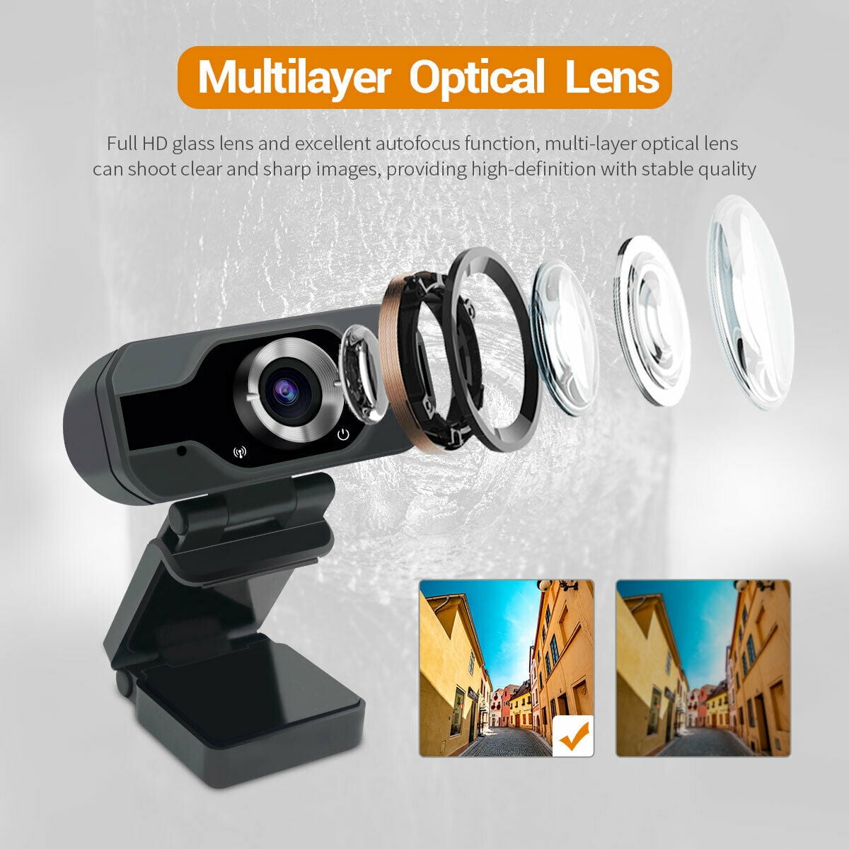 Webcam 1080P with Microphone, EIMELI USB PC Webcam Full HD Web Cameras for Computers Desktop Webcam, Plug and Play, Auto-Focus Web Camera for Video Calling, Conferencing, Recording, GamingBlack
