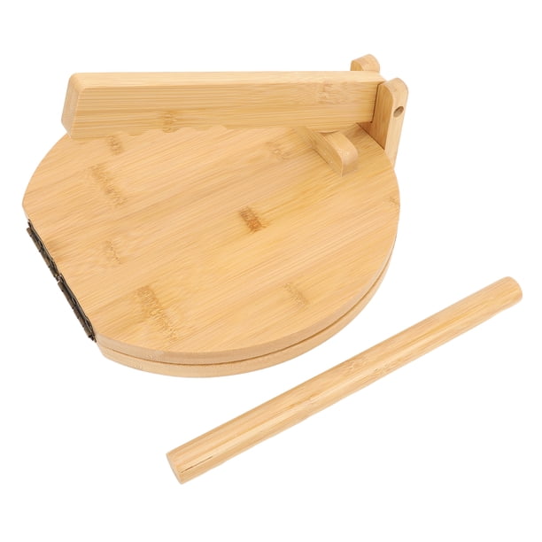 Prensa De Tortilla De Madera, Prensa Redonda Multiusos Para Tortillas De Maíz Con Bisagra De Acero Inoxidable Que Ahorra Tiempo Con 50 Papeles De Pergamino Para La Cocina Casera