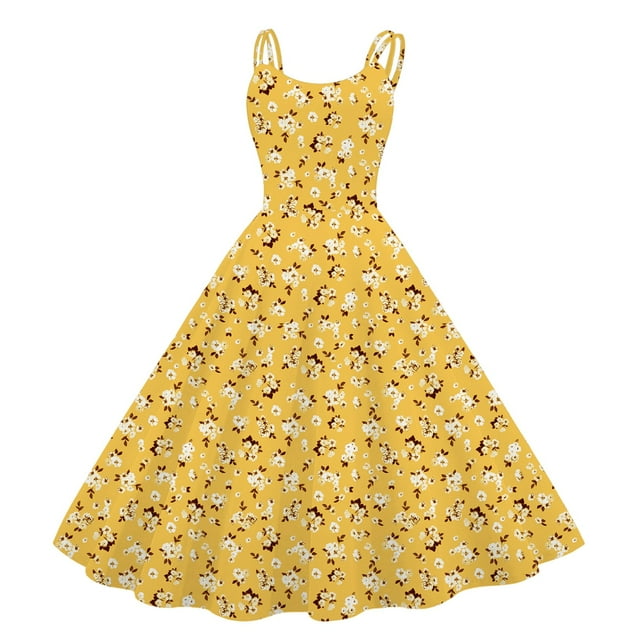 TJAZFJPA Robe à Encolure Carrée Femmes Robes Vintage pour Femmes Sans Manches Longueur Genou Rétro Ligne A Évasée Swing Formelle Bal Fête Robe Aguichant Robes d'Été pour Femmes Longue Robe