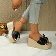 thumbnail image 6 of Bkhluea Bow Wedge Sandals for Women Platform Sandals Slides Open Toe Slip On Casual Summer Mules High Heels, 6 of 7