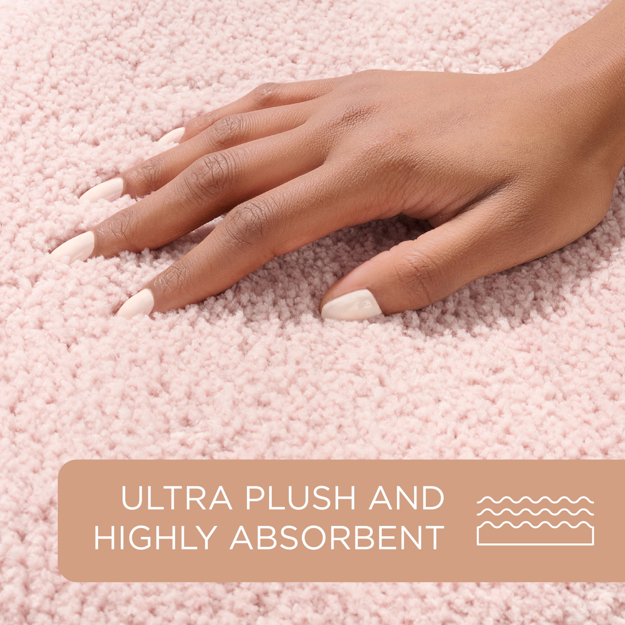 TOWN & COUNTRY EVERYDAY Ultra Plush Solid Tufted Toilet Lid Cover, Soft and Absorbent, Non-Slip Cover, Machine Washable, Blush, 18"x19"