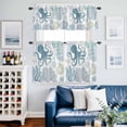 thumbnail image 2 of Blue Octopus Coastal Kitchen Curtains Sets for Windows 24 Inch Length, Summer Beach Nautical Coral Rod Pocket Window Treatments Tier Curtains and Valances Set for Bedroom/Bathroom, 2 of 8