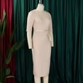 thumbnail image 5 of AURA Plus Size Elegant High Waist Bodycon Midi Dress with Belt 2024 Summer Solid Color Office Five Sleeve Work Dress, 5 of 10