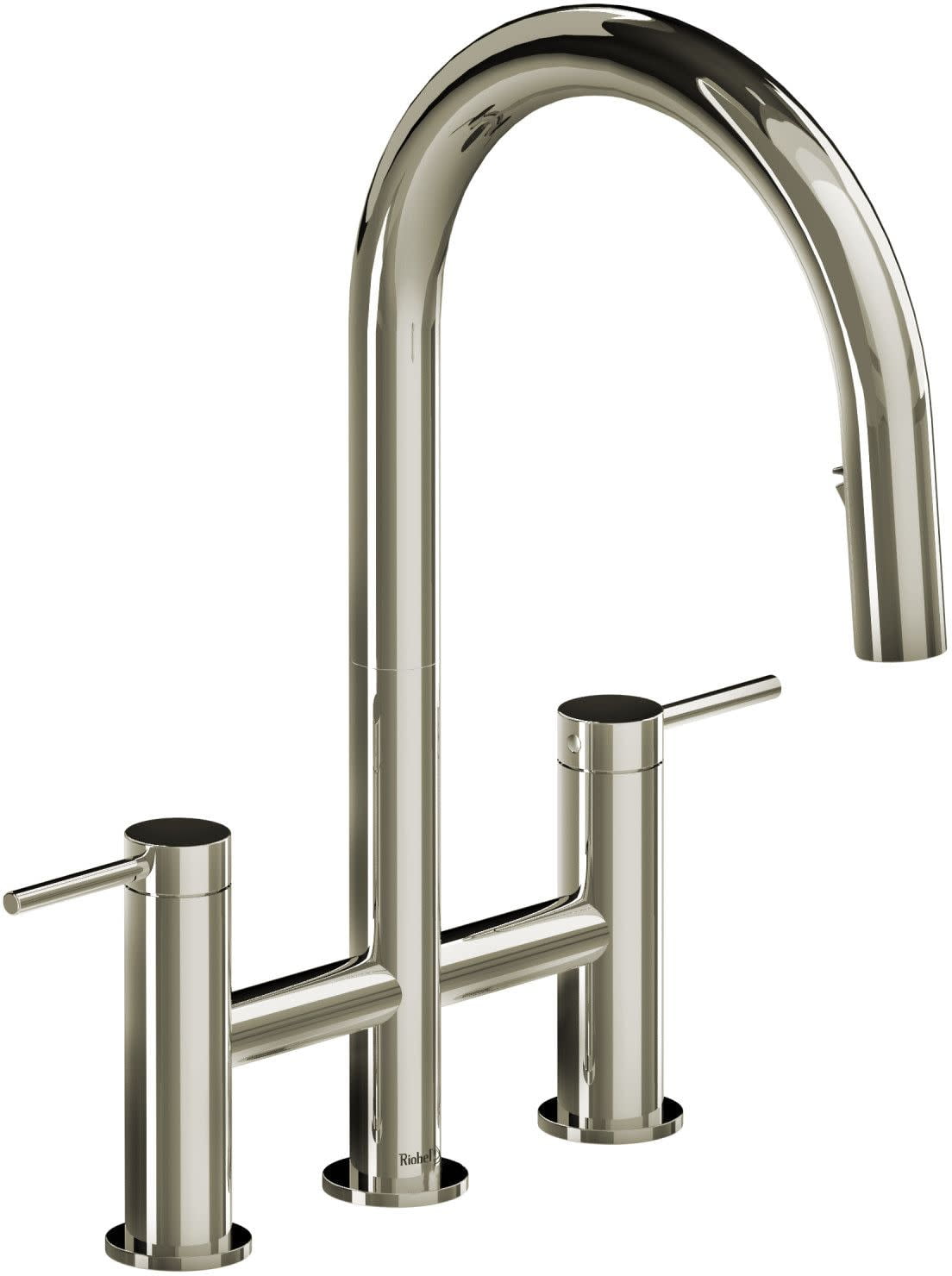 Riobel Az400 Azure 1.5 GPM Bridge Pull Down Kitchen Faucet Nickel