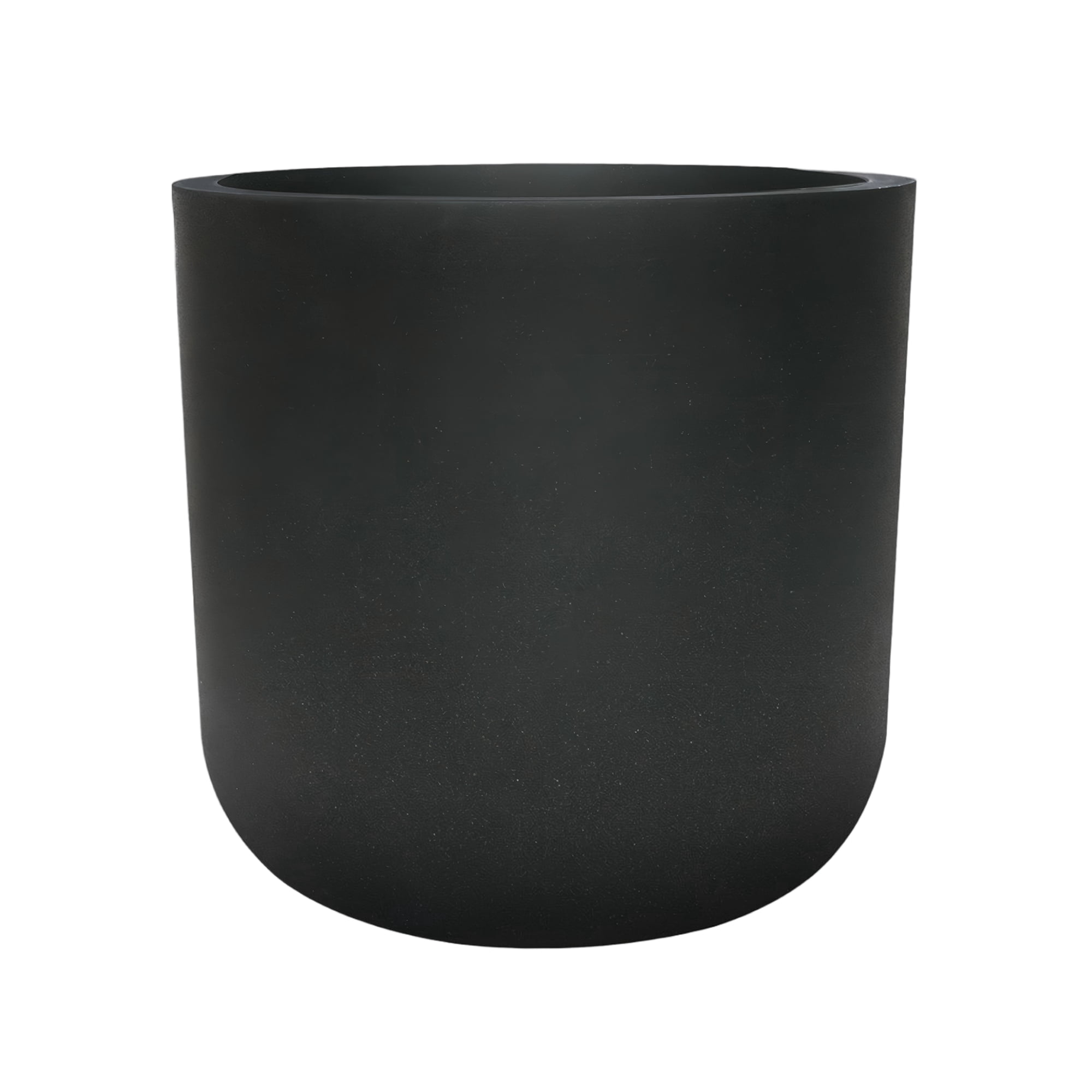 STONE LITE 11.6" x 11.6" x 11" Cylinder Black Plastic Planter Pot with Drainage Holes and Plug