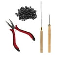 thumbnail image 3 of 4pcs Perruque Pointe Incurvée Crochet en Bois Aiguilles en Silicone Outils d'Extension de Cheveux Noir, 3 of 13