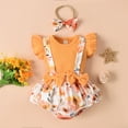 thumbnail image 4 of Body De Bebé, Conjunto De Canastilla, Monos Para Niñas Pequeñas, Moda, Estampado De Flores, Volantes, Mono De Manga Corta, Mono, Traje Con Lazo Naranja Odeerbi LM103-8538, 4 of 9