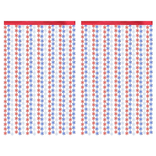 Cortinas con flecos de papel de aluminio de copo de nieve, 2 uds., 1x2m, cortinas metálicas brillantes, decoración de fiesta, decoración de fotomatón