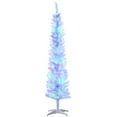 thumbnail image 1 of HOMCOM 6' Slim Artificial Christmas Tree with Colourful LED Lights, White, 1 of 10