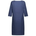 thumbnail image 5 of FINALGANG New Dress For Women Solid Color 3/4 Sleeve V-Neck High Waist Straight Sundress Cotton Linen Vintage Dresses Breathable Daily Wear, 5 of 7