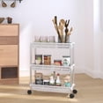 thumbnail image 2 of Carrito de almacenamiento VidaXL con marco de aluminio de 3 niveles, color plateado y blanco, 2 of 8