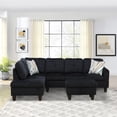 thumbnail image 3 of Aukfa Sectional Sofa, Living Room Couch with Storage Ottoman, Left Facing Chaise, Flannel, Black, 3 of 10