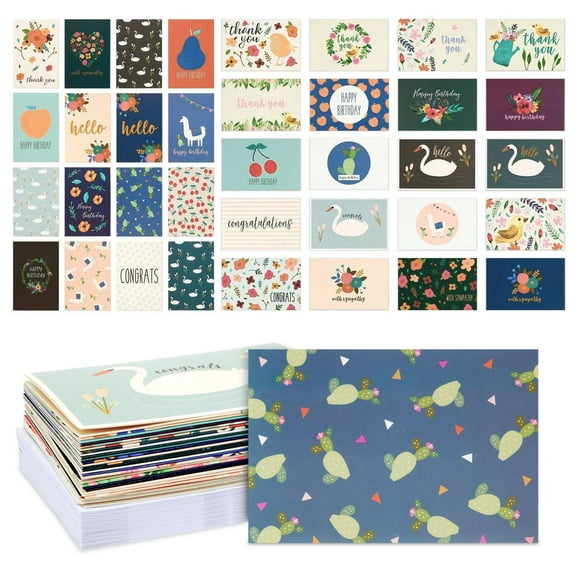 36 Count Assorted Greeting Cards Bulk with Envelopes, Blank All Occasion Card Pack for Birthday Thank You Sympathy & Congratulations, 4x6 in
