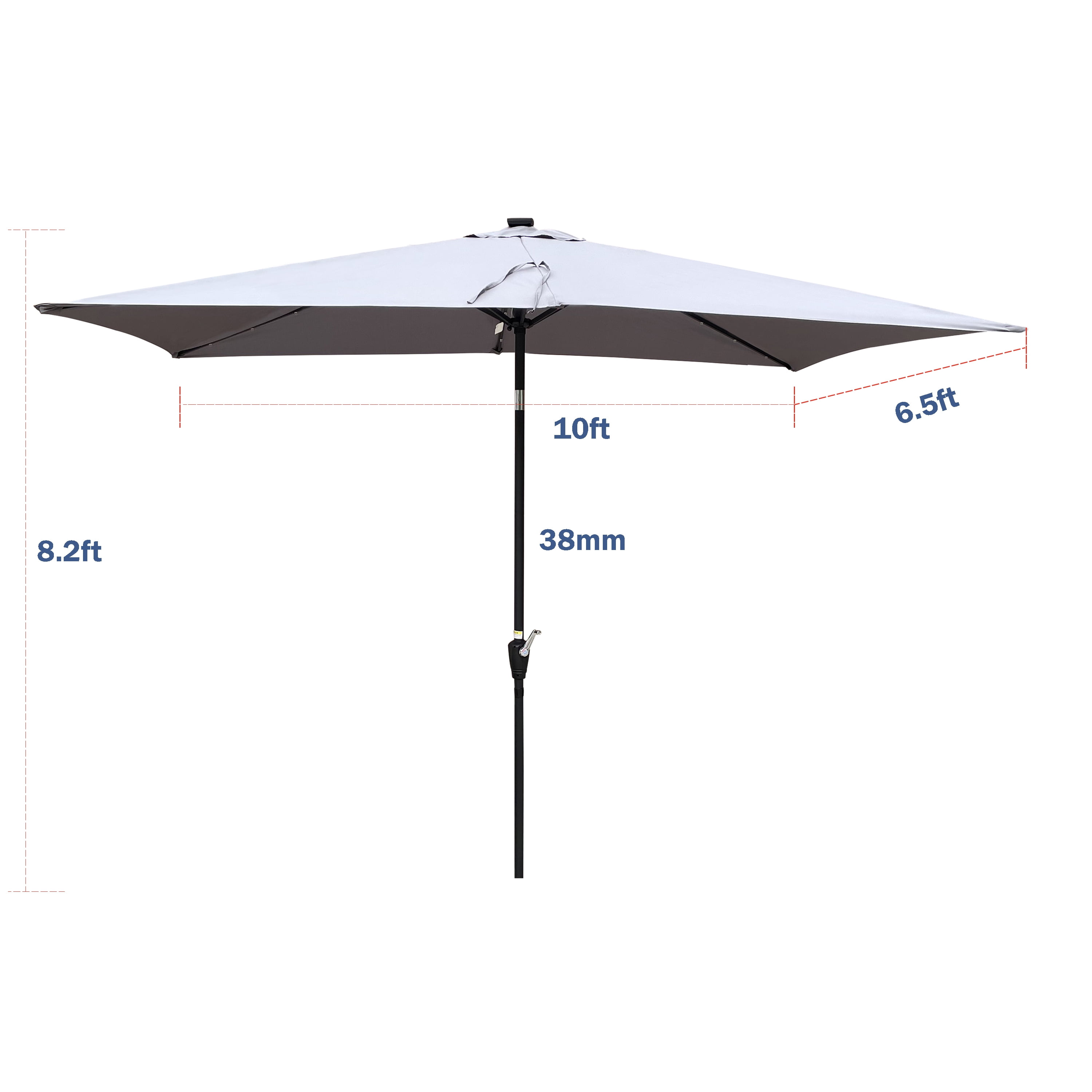 Royard Oaktree 10FT Patio Offset Umbrella w/Solar LED Lights Rectangular Outdoor Cantilever Hanging Umbrella w/Crank UV Protection Sun Shade for Market Garden Lawn Backyard Poolside,Light Grey