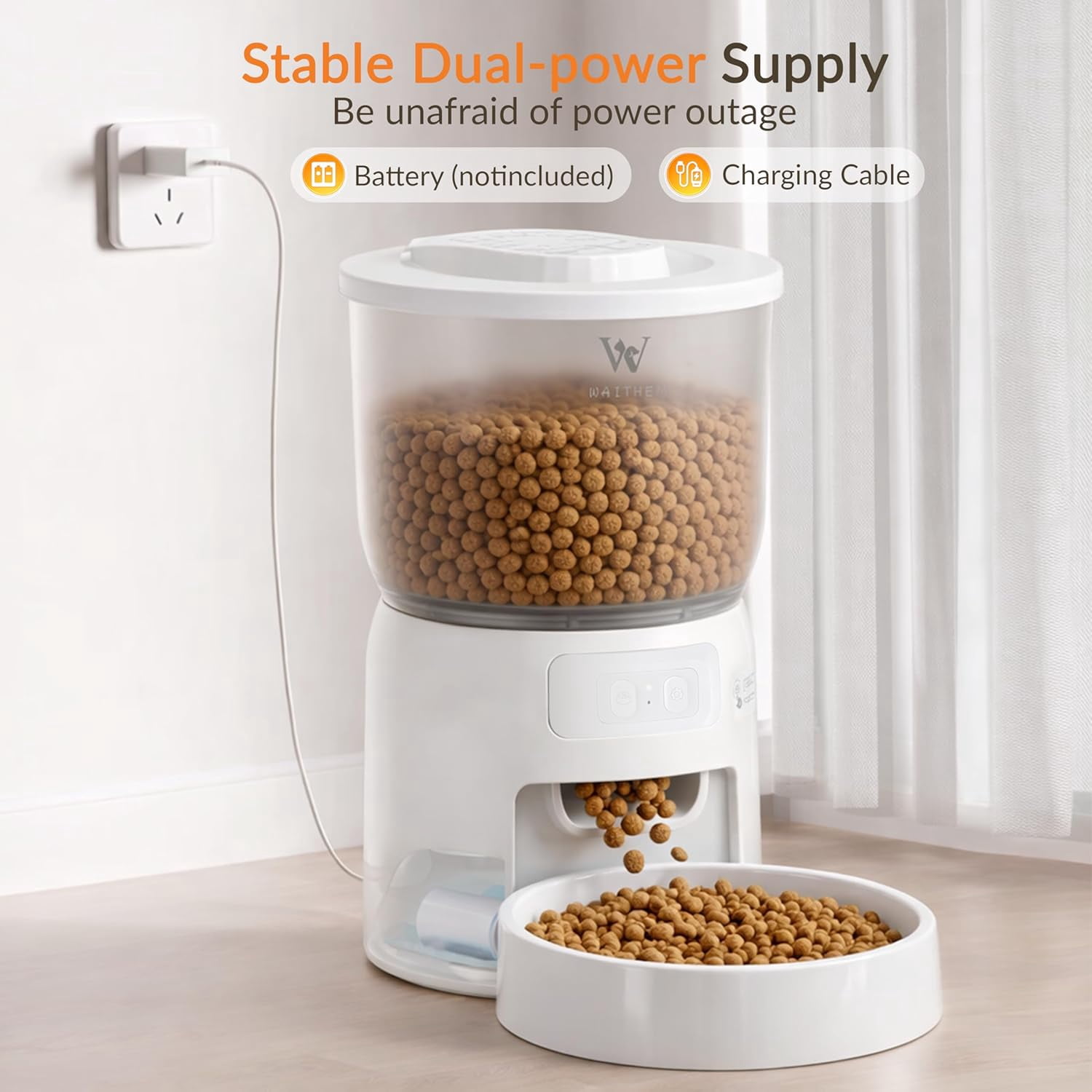Waithem Wi-Fi Automatic Pet Feeder with App Control for Cats and Dogs