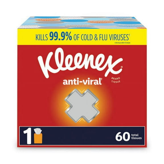 Kleenex Anti-Viral Facial Tissue, 3-Ply, White, 60 Sheets/Box, 27 Boxes/Carton -KCC49978CT