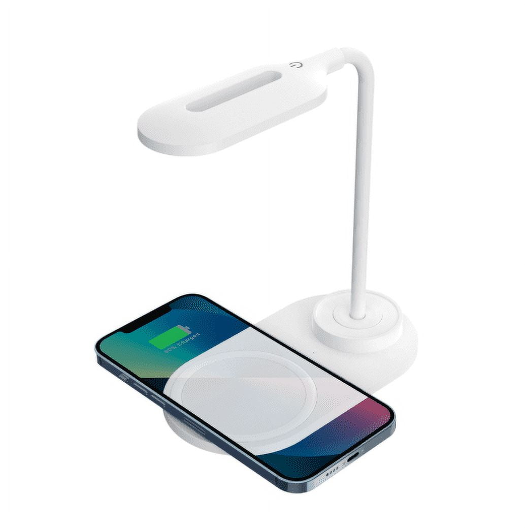 LED Desk Lamp with Wireless Charger - Dimmable 3-Color Eye Care Reading Light - Flexible Gooseneck Study Lamp with USB Port for Home Office, Bedroom, College Dorm - Touch Control